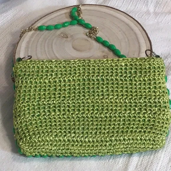 Vintage 1950 green beaded and Wicker purse in excellent condition - Picture 3 of 8